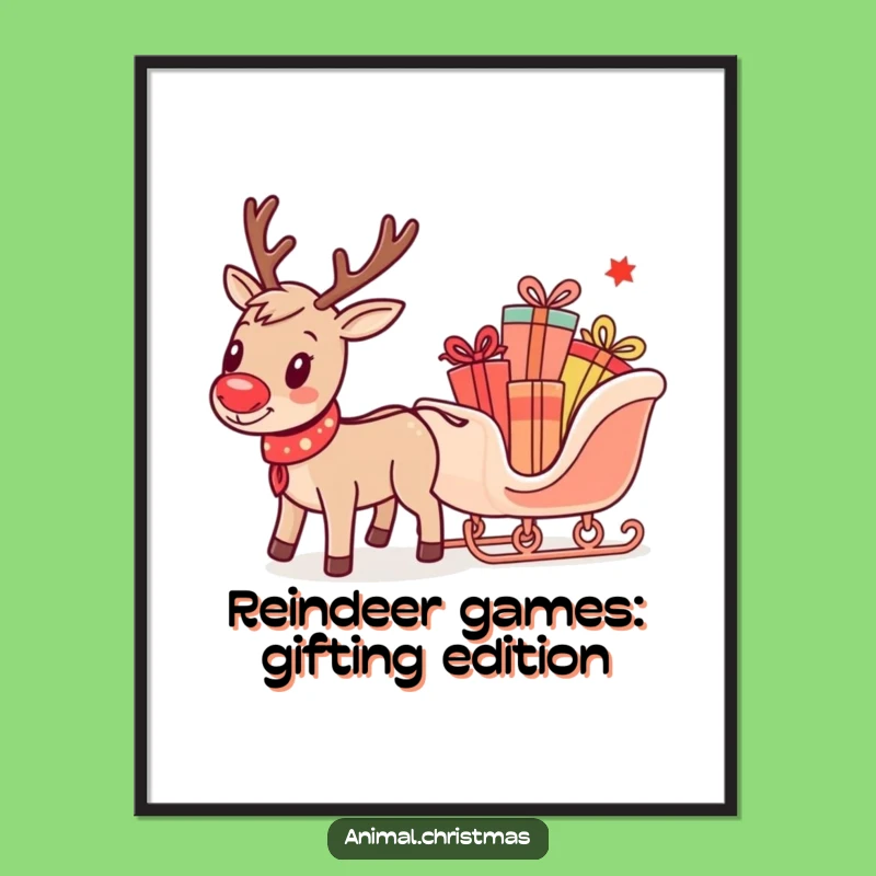 Funny Free Printable Reindeer Wall Art: Holiday Gift Downloadable Decor