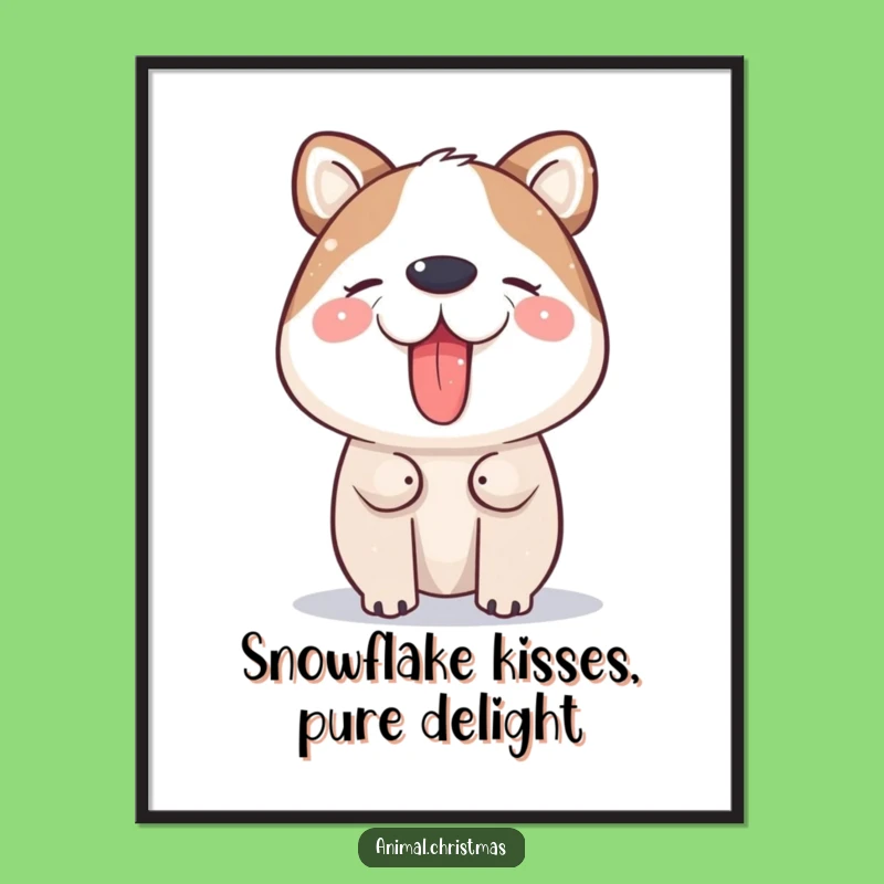 Free Printable Wall Art: Snow-Catching Animal, Whimsical Downloadable Decor