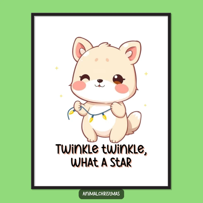 Free Printable Wall Art: Winking Lights Animal, Festive Downloadable Decor