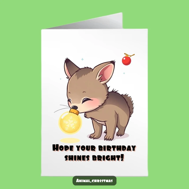 Free Printable Birthday Card: Animal Sniffing Ornament for a Bright Birthday
