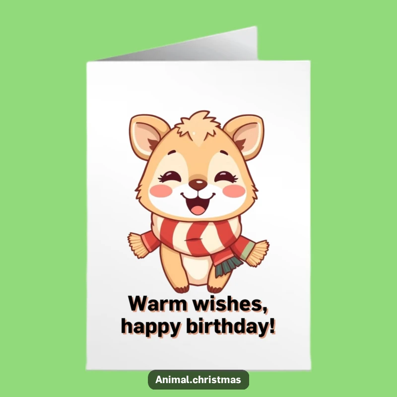 Free Printable Birthday Card: Cheerful Scarf Animal, Festive LOL Downloadable Gift