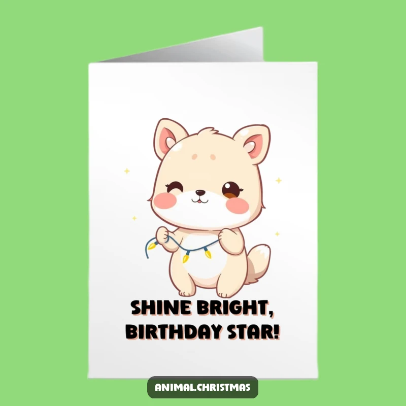 Free Printable Birthday Card: Winking Lights Animal, Festive LOL Downloadable Gift