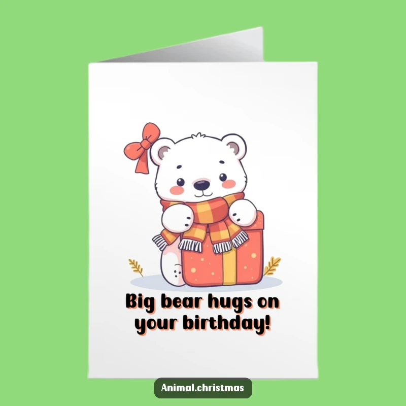 Free Printable Birthday Polar Bear Card: Funny Gift Peek Downloadable