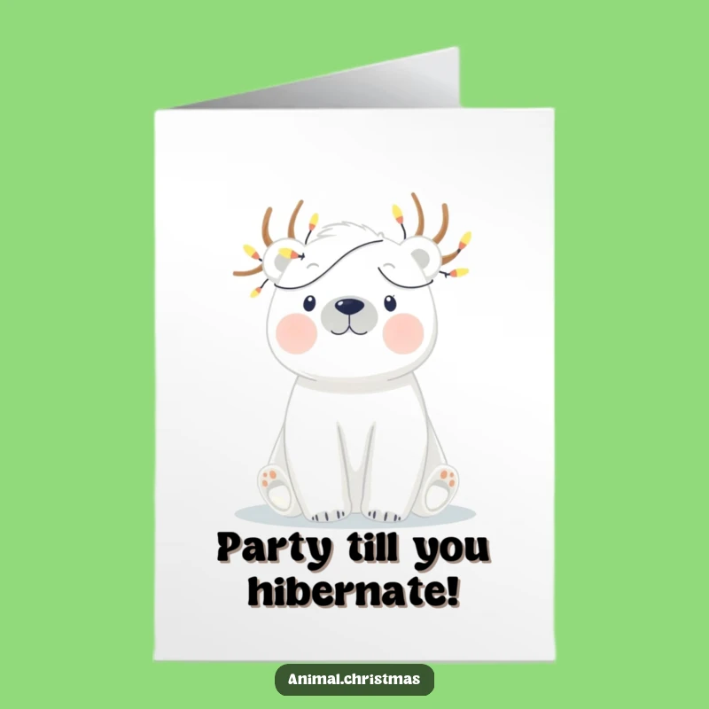 Free Printable Funny Polar Bear Birthday Card: Lights Tangled Downloadable Gift