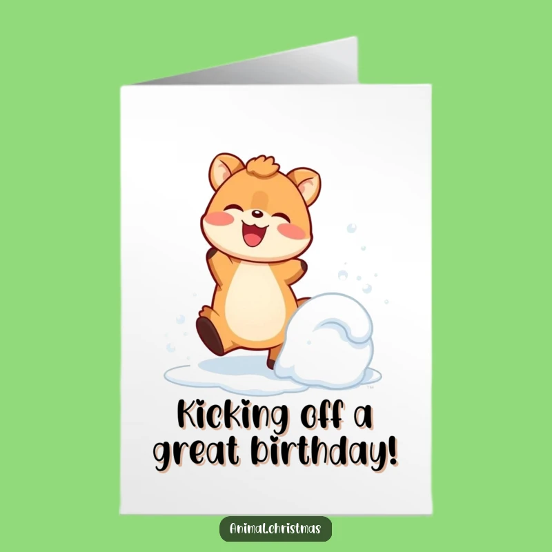 Free Printable Birthday Card: Snow Kicking Animal, Joyful LOL Downloadable Gift