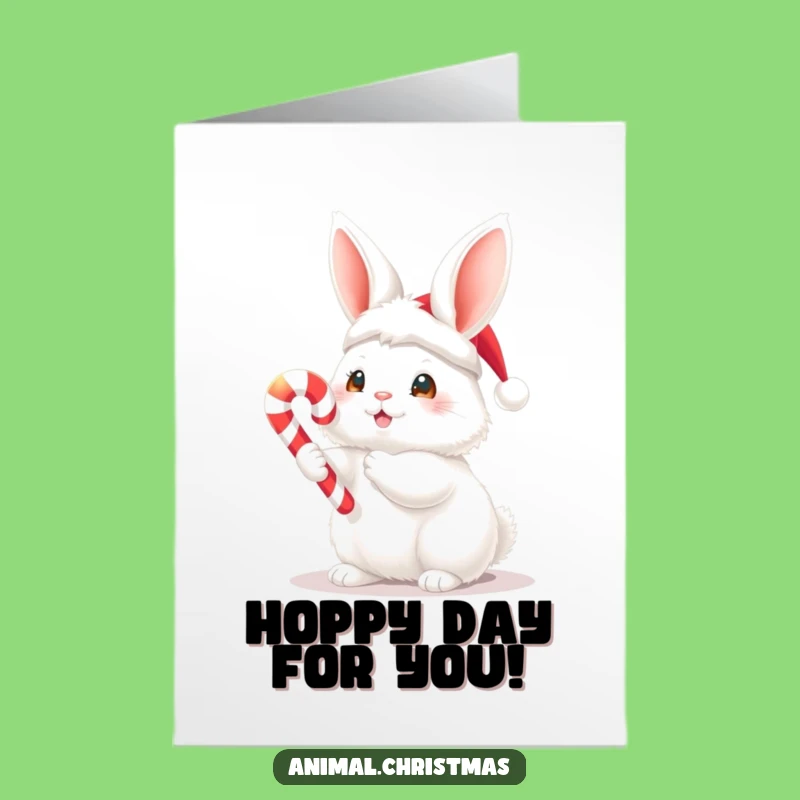Free Printable Bunny Card: Joyful Santa Bunny for Your Congrats!