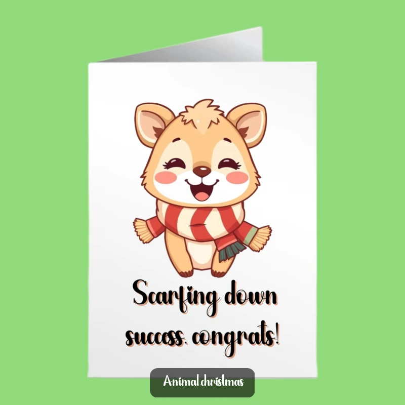 Free Printable Congrats Card: Happy Scarf Animal, Joyful Win Downloadable Gift