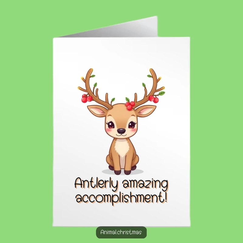 Free Printable Congratulations Card: Festive Deer with Glowing Antlers, Downloadable