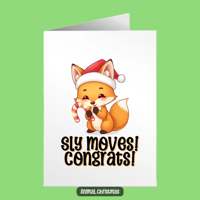 Free Printable Congratulations Card: Fox & Candy Cane, Humorous Downloadable for Sweet Success