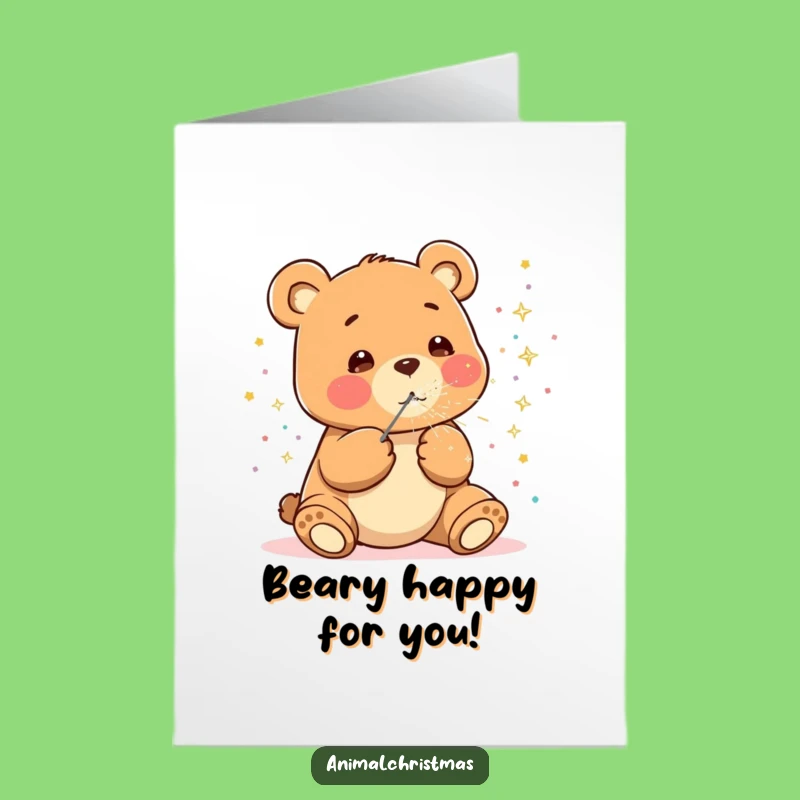 Free Printable Kawaii Bear Congrats Card: Sparkly Confetti for a Joyful Download