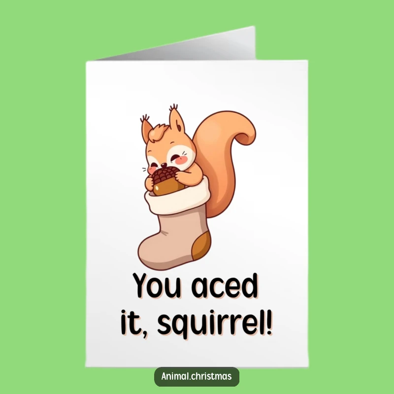 Free Printable Kawaii Squirrel Congrats Card: Nutty Squirrel Achieves Goals Downloadable