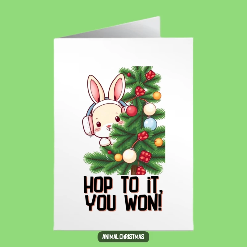 Free Printable Congrats Card: Cheerful Rabbit Earmuffs - Winter Welcome Gift