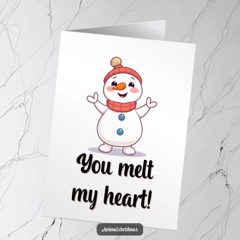 Funny Free Printable Congratulations Card: A lively snowman with a carrot nose is doing a happy jig to celebrate.