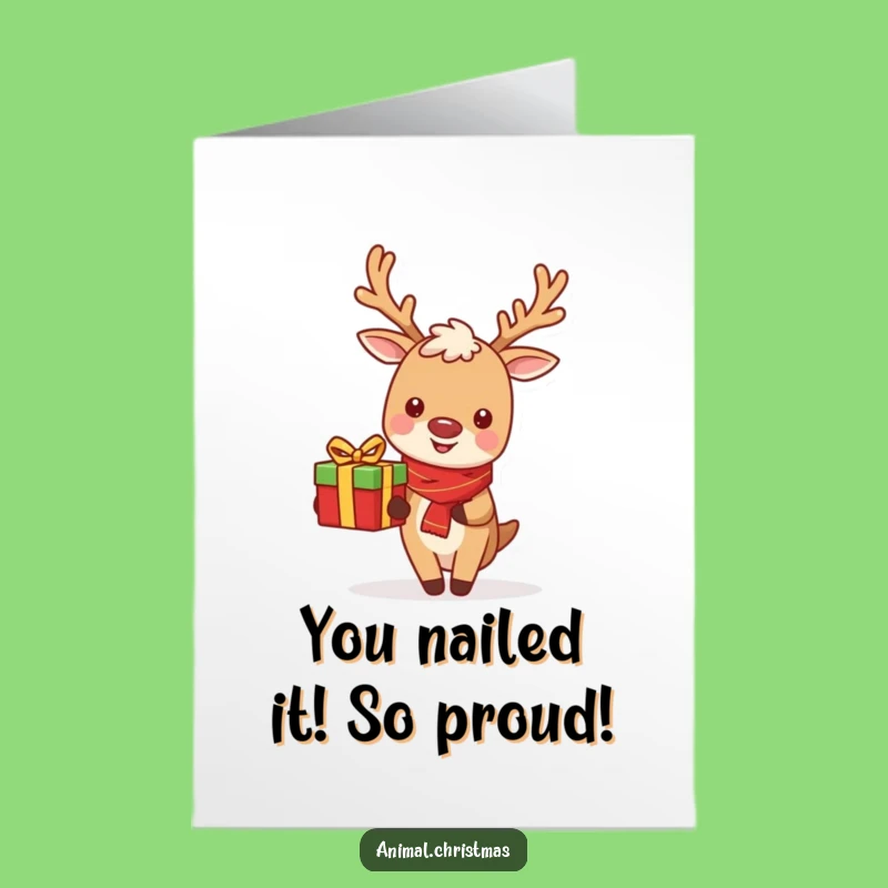 Free Printable Congrats Card: Happy Reindeer Gift Delivery Funny Downloadable Greeting