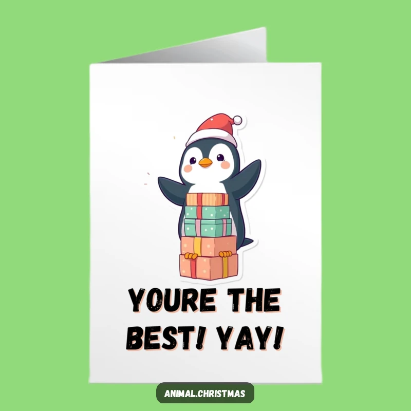 Free Printable Congrats Card: Funny Penguin Balancing Gifts DIY Downloadable