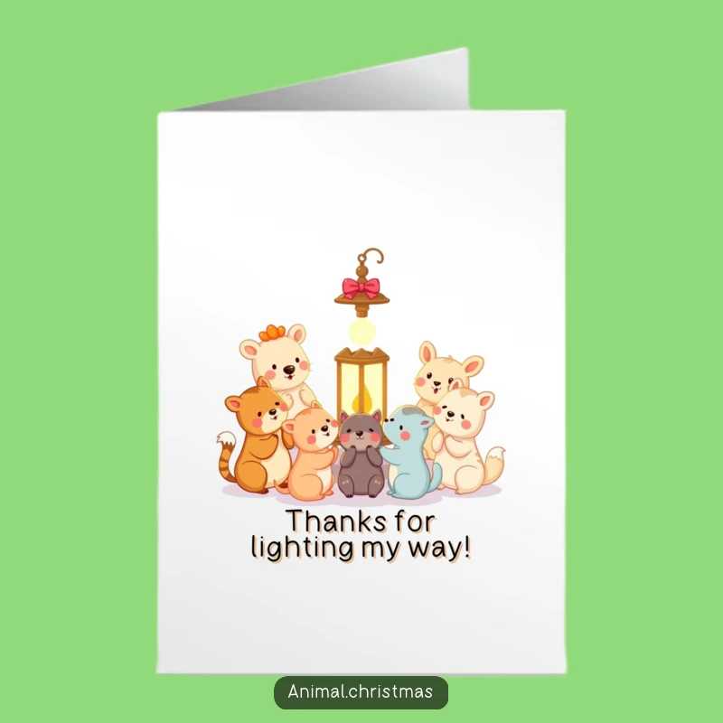 Free Printable Thank You Card: Animal Carolers Lantern - Grateful Song Gift