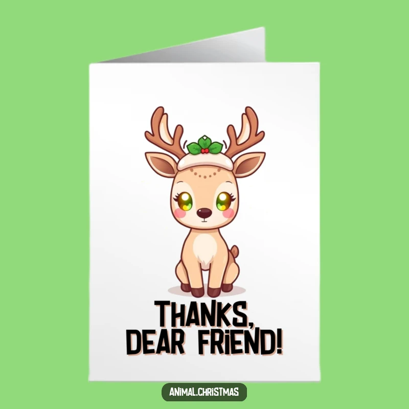 Free Printable Thank You Card: Kawaii Deer with Glowing Eyes, Grateful Download