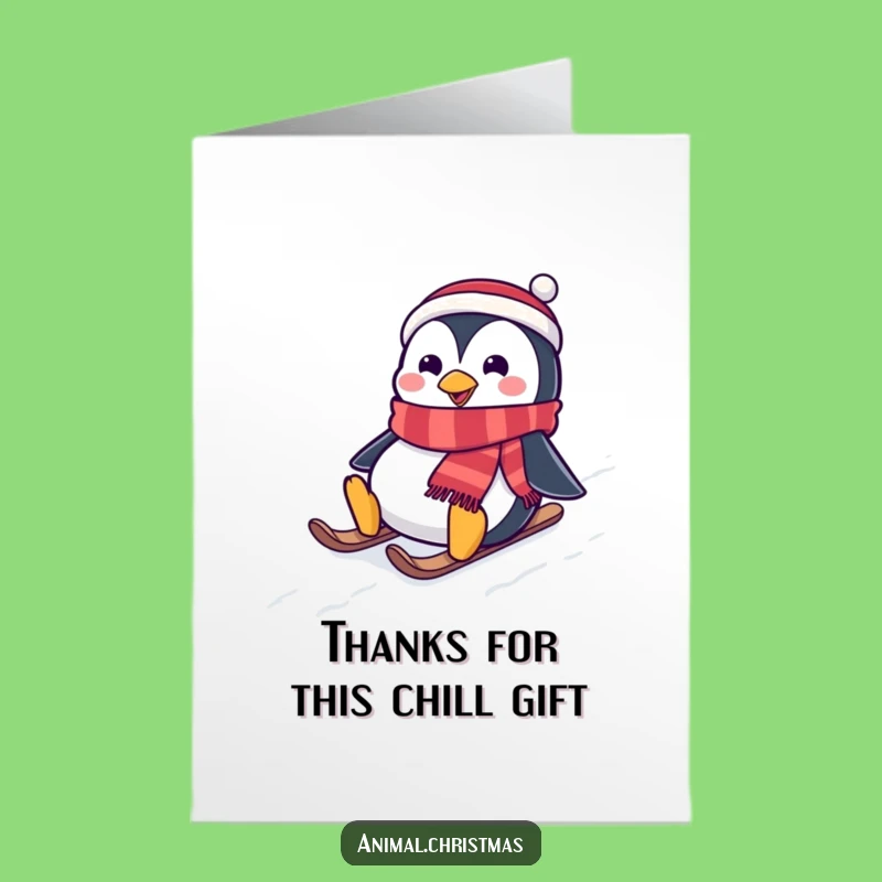 Free Printable Thank You Card: Penguin Sliding, a Fun & Funny Downloadable Gift
