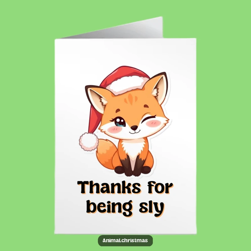 Free Printable Thank You Card: Sly Fox Santa, Twinkling Eye, DIY Gift