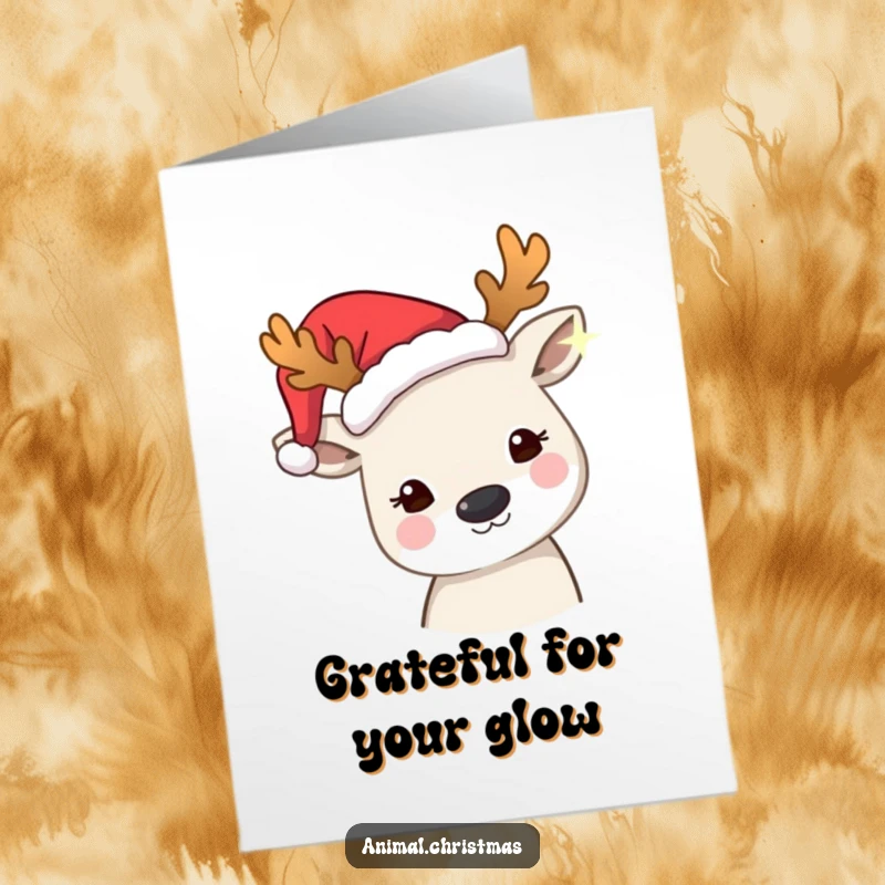 Funny Free Printable Thank You Card: Animal wearing antlers gazes at a twinkling light, a thoughtful thank you.
