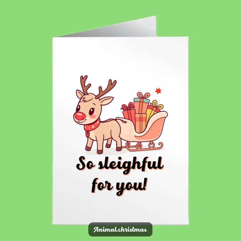 Free Printable Thank You Reindeer Card: Funny Sleigh Gift Downloadable Card