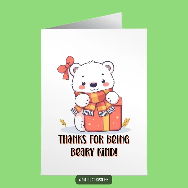 Free Printable Thank You Polar Bear Card: Funny Gift Peek Design