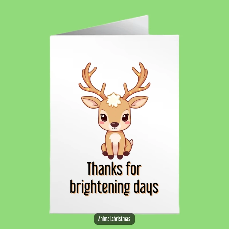 Free Printable Thank You Card: Twinkling Deer, Festive Lights, Downloadable Art for Grateful Thanks!