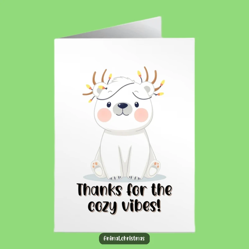 Free Printable Whimsical Polar Bear Thank You Card: Lights Tangled Downloadable Gift