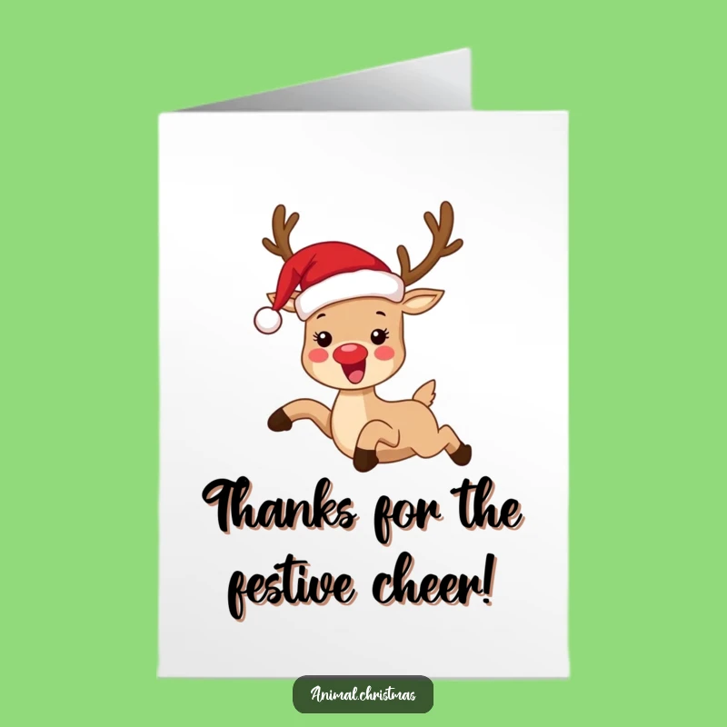 Free Printable Whimsical Reindeer Thank You Card: Leaping Joy Downloadable Gift