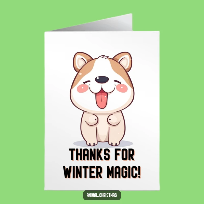 Free Printable Thank You Card: Snow-Catching Animal, Grateful Winter Gift