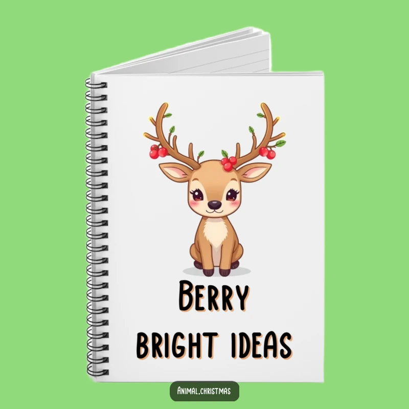 Festive Deer Antlers Notebook: Glowing Berries for Notes, Funny Gift