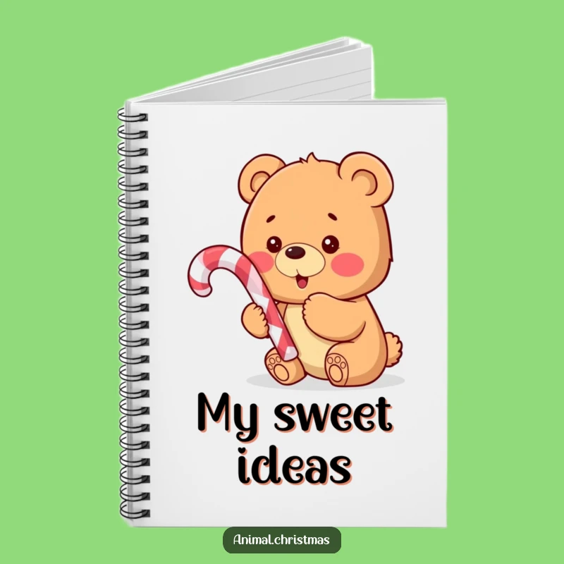 Funny Bear Cub Candy Cane Notebook: Excited Cub for Jotting Down Funny Notes
