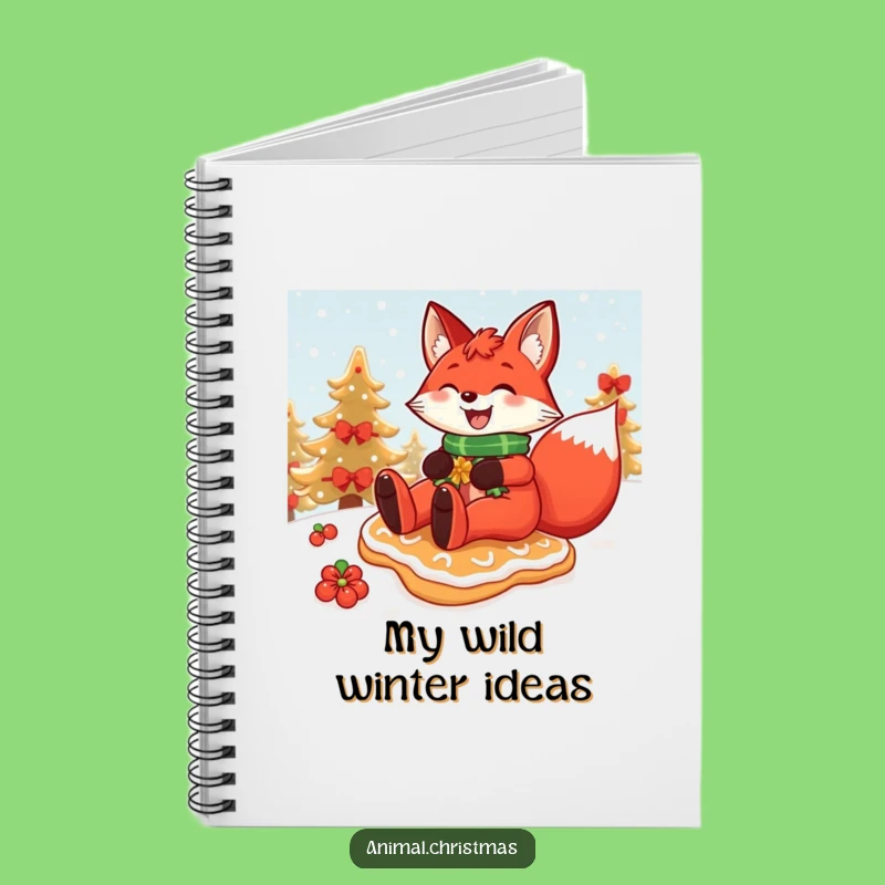 Funny Fox Gingerbread Notebook - Winter Journal & Gift