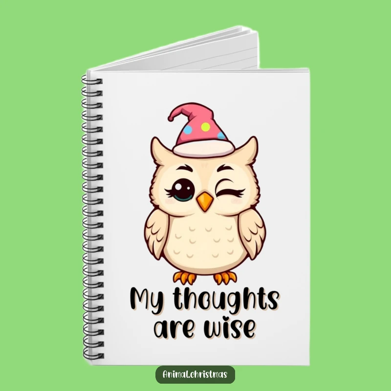Funny Kawaii Owl Festive Hat Notebook: Jot Down Laughs and Ideas