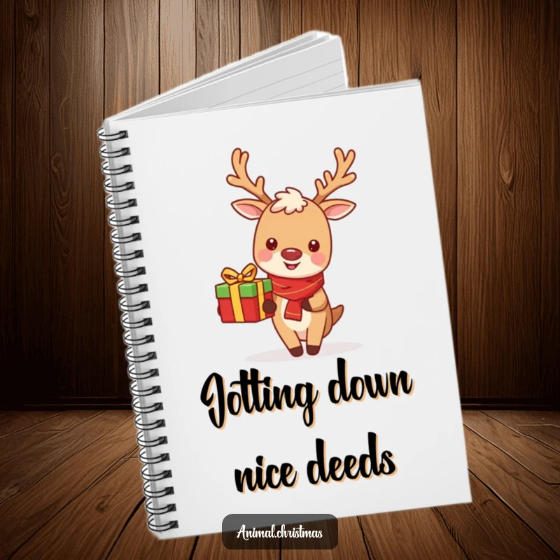 Funny Reindeer Notebook: A cute reindeer cheerfully delivering a gift, great for festive notes and ideas.