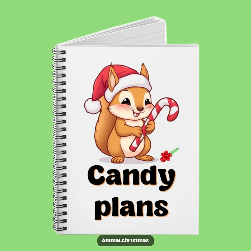 Funny Squirrel Candy Cane Notebook - Journaling & Planning Holiday Humor