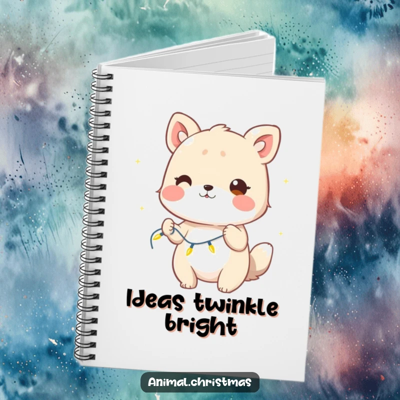Funny Notebook: A winking animal holds a string of twinkling lights, perfect for capturing bright ideas and holiday cheer.