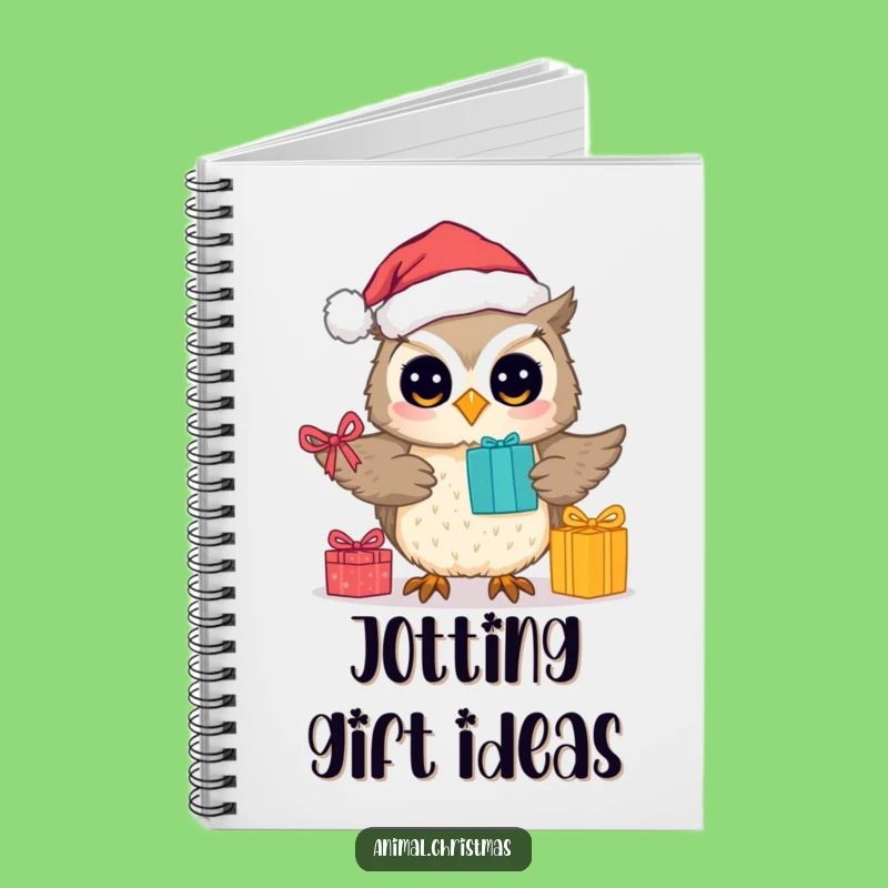 Funny Notebook Cute Owl Santa Journal