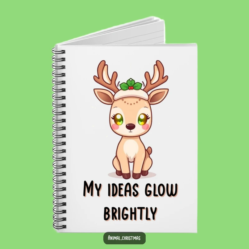 Funny Kawaii Deer Notebook: Glowing Eyes, Holiday Wishes - Festive Funny Gift