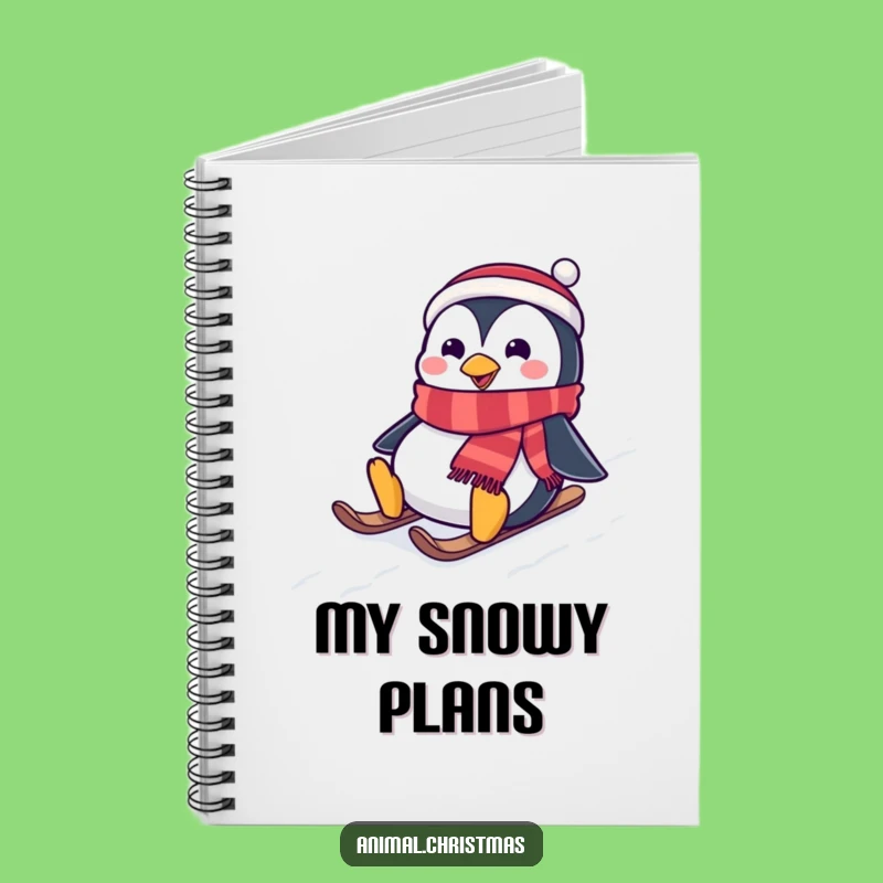 Funny Penguin Sliding Notebook: Festive Journaling, Hilarious Snowy Hill Design, Perfect Gift