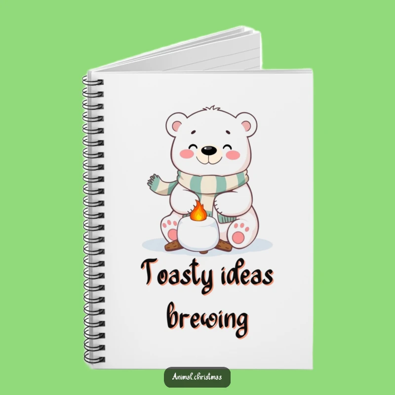 Funny Polar Bear Notebook - Festive Marshmallow Roasting Notes