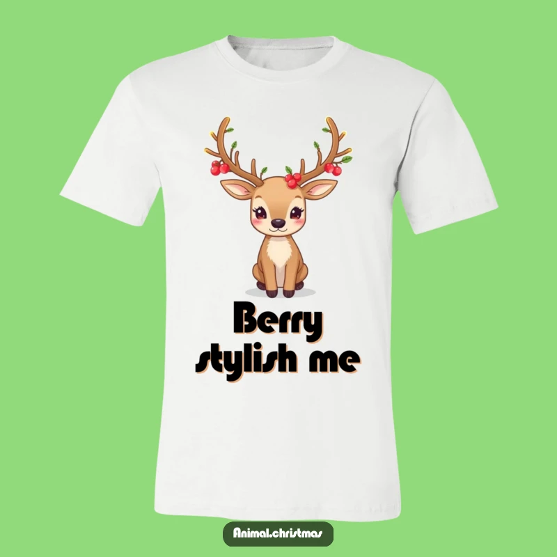 Festive Deer Antlers T-Shirt: Glowing Berry Style, Perfect Funny Gift