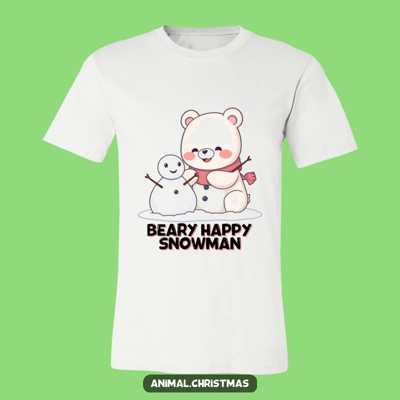 Funny Kawaii Bear Snowman T-Shirt: Wear Your Winter Happiness Proudly