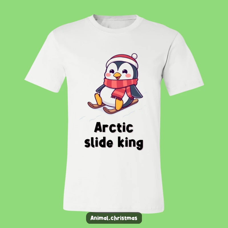 Funny Penguin Sliding T-Shirt: Snowy Hill Adventure, Hilarious Festive Wear, Great Gift