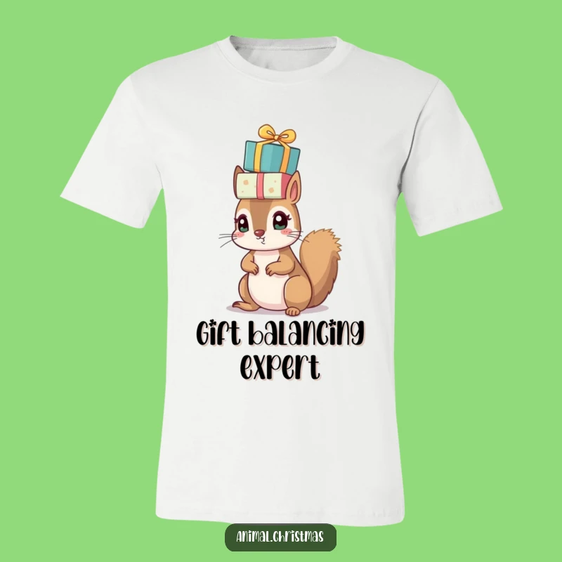 Funny Squirrel Presents T-Shirt - Whimsical Christmas Character Tee
