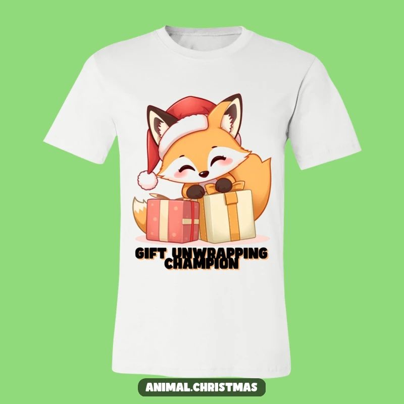 Funny Fox Santa Gift T-Shirt - Festive Christmas Morning Humor Tee Gift