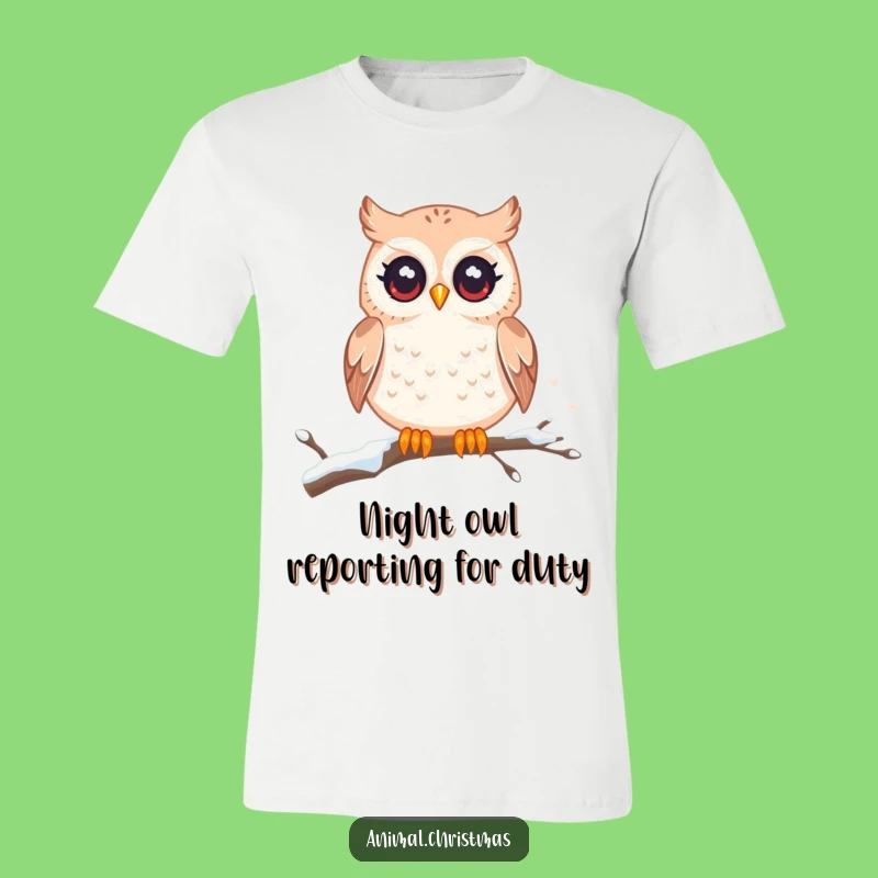 Funny Kawaii Owl T-Shirt: Twinkling Eyes, Winter Wonder - Ideal Funny Gift