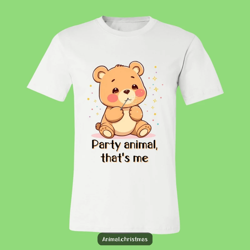 Funny Kawaii Bear T-Shirt: Sparkly Confetti Fun - Party Funny Gift
