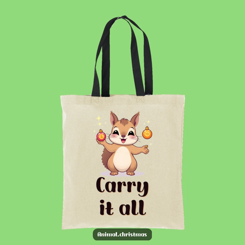 Funny Squirrel Juggling Tote Bag: Carry Holiday Fun, Hilarious Ornament Design, Perfect Gift