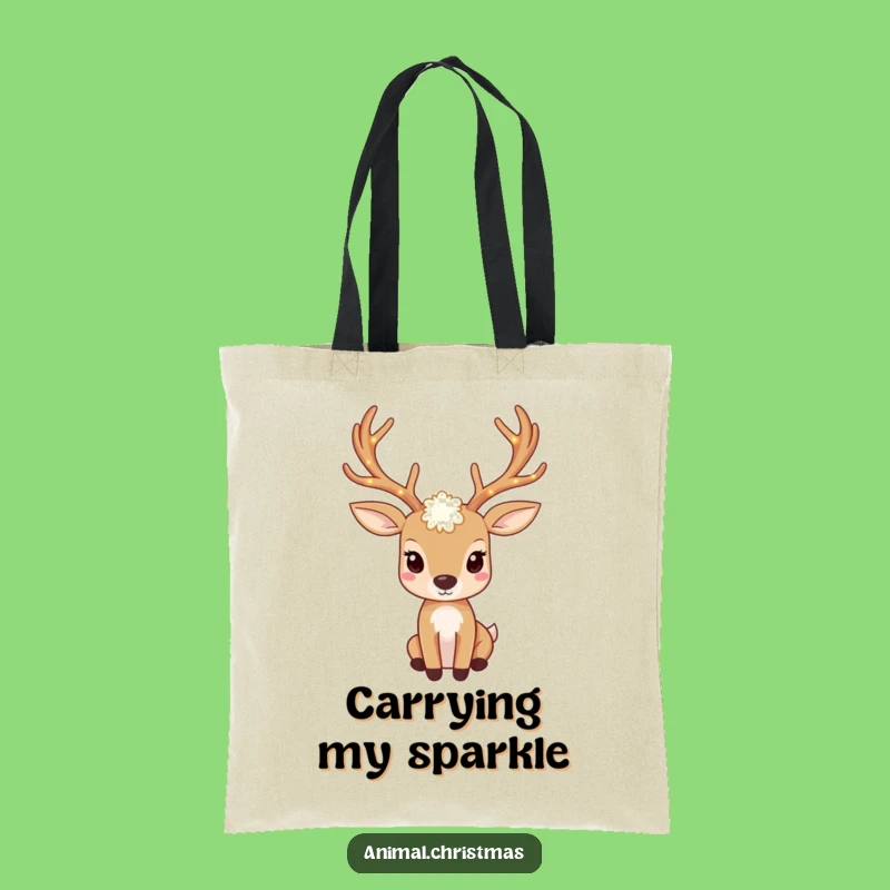 Funny Deer Lights Tote Bag: Carry Your Sparkle with Twinkling Antler Charm